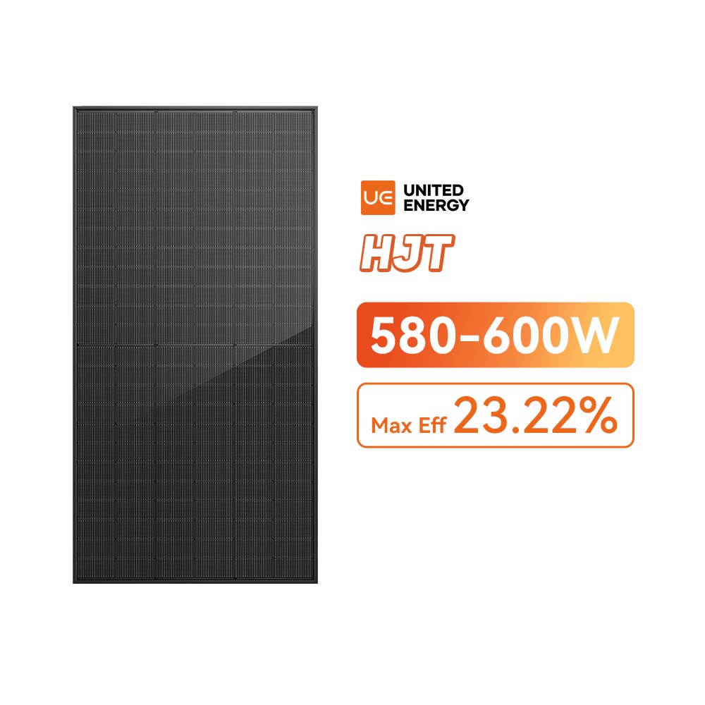 Lager HJT 580-600W All Black Bifacial solcellepaneler for hjemmet