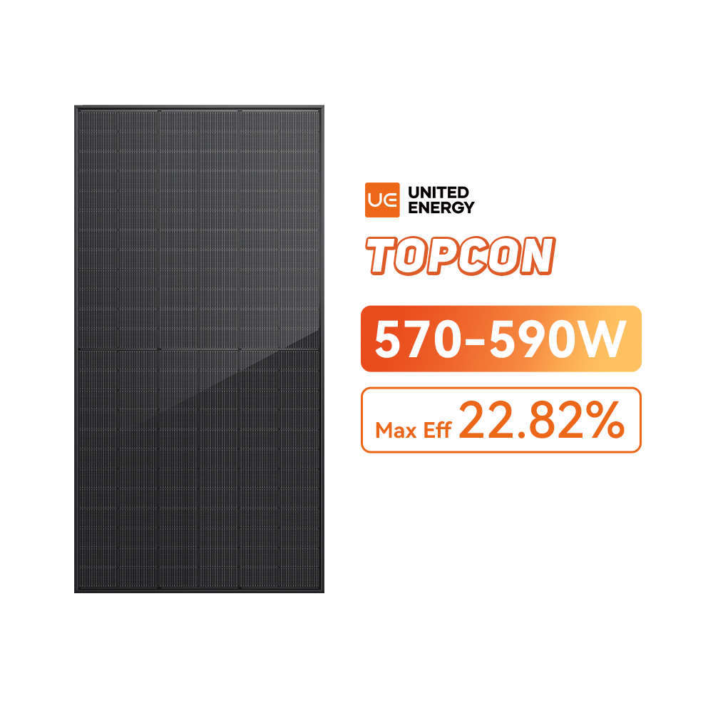 All Black TOPCon 570~590W bifacial solcellepaneler til salgs