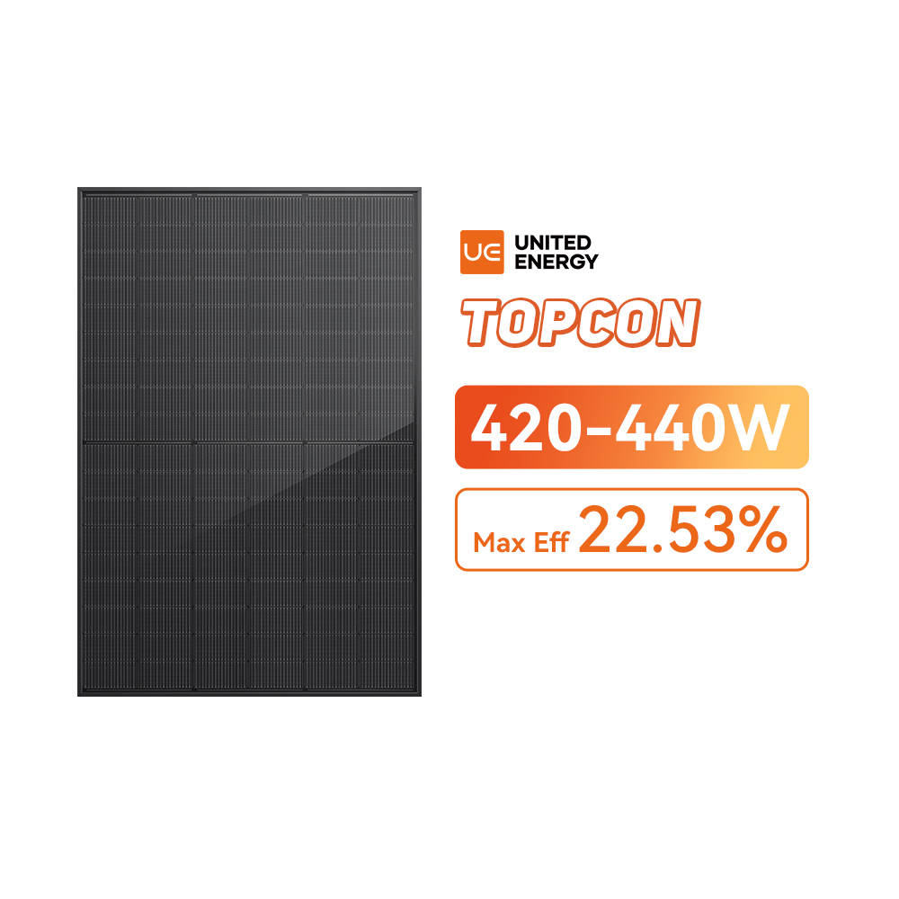 420-440Watt All Black Bifacial Mono solcellepaneler TOPCon